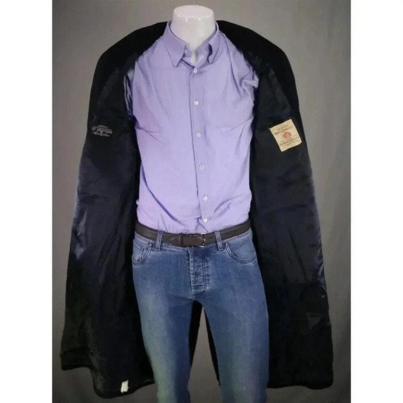 Lit Brothers Navy 100% Cashmere Continental Cashmere Vienna Austria Overcoat~ L - Picture 8 of 10